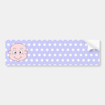 Cute Baby, on lilac polka dot pattern. Bumper Sticker