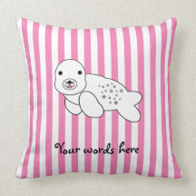 Cute baby seal pup throw pillow