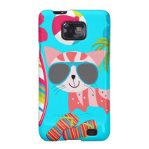 Cute Beach Bum Kitty Cat Sunglasses Beach Ball Galaxy SII Case