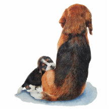 cute beagle puppy and mum dog art keychain cut out
