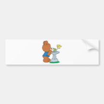 Cute Bear and Bird Bath Design Bumper Sticker