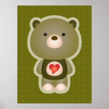Cute Bear Green Posters