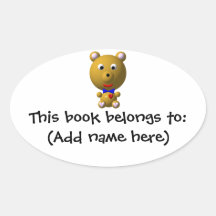 Cute bear with bowtie and heart! oval stickers