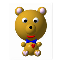 Cute bear with bowtie and heart! post cards