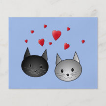 Cute Black and Grey Cats, with Hearts. Full Color Flyer