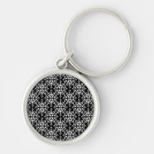 Cute Black and White Damask Pattern Keychains