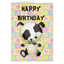 Cute Black and white Puppy Dog Birthday Card