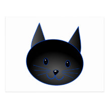 Cute Black Cat. Cat Cartoon illustration. Postcard