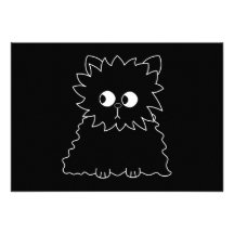 Cute Black Persian Cat. Personalized Invitation