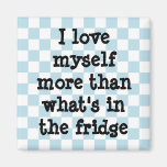 Cute blue and white chequerboard diet affirmation fridge magnet