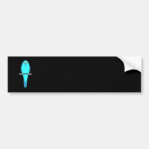 Cute Blue Bird. Parakeet. Black Bumper Sticker