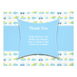 Cute blue boys travel time thank you flat card personalized invitation