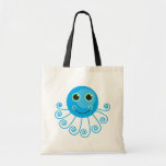 Cute Blue Cartoon Octopus Tote Bags