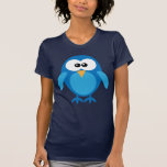 Cute Blue Cartoon Owl T Shirt