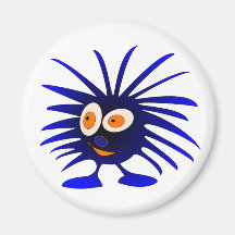 Cute blue monster refrigerator magnet