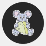 cute blue mouse eating cheese stickers