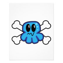 cute blue octopus and crossbones announcement