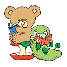 Cute Book Worm and Reading Bear Photo Cut Outs