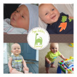 Cute Brachiosaurus Square Birthday Invitation