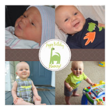 Cute Brachiosaurus Square Birthday Invitation