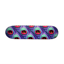 Cute Bright Pink and Purple Peacock feathers Skateboards