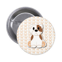 Cute Bulldog puppy cartoon Pinback Button