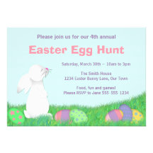 Cute Bunny and Easter Eggs Party Invitation