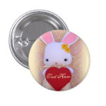 Cute Bunny with Heart Button