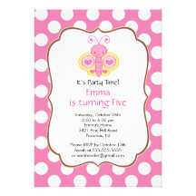 Cute Butterfly Birthday Party Invitation