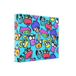 Cute cartoon animals collage fun canvas print