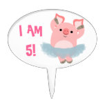 Cute Cartoon Ballerina Pig Cake Topper