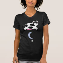 Cute cartoon cow jumping over a moon & star tee shirt