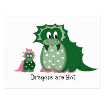 Cute Cartoon Dragons Post Card