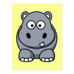 Cute Cartoon Hippo Postcard