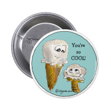 Cute Cartoon Ice Cream Cones Pinback Button
