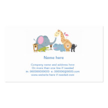 cute cartoon jungle safari animal set business cards