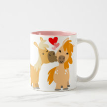 Cute Cartoon Ponies in Love mug