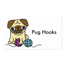 Cute cartoon pug crochet Business Card