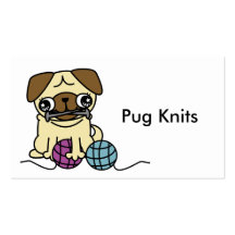 Cute cartoon pug knit knitting Business Card