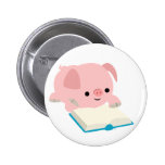 Cute Cartoon Reading Piglet  Button Badge