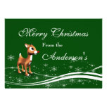 Cute Cartoon Reindeer Christmas Greeting Custom Invitation