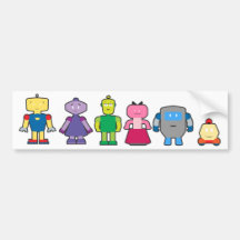 Cute Cartoon Robots Bumper Sticker