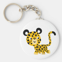 Cute Cartoon Smiling Leopard Keychain