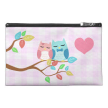 cute cartoon vector owl couple travel accessories bag