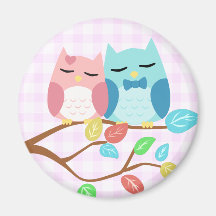 cute cartoon vector owl couple fridge magnets