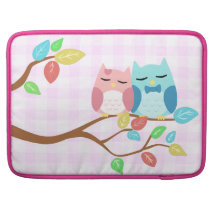 cute cartoon vector owl couple sleeve for MacBook pro