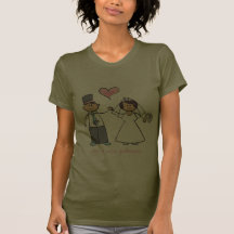 Cute Cartoon Wedding Couple Bride Groom Love Heart Tee Shirts