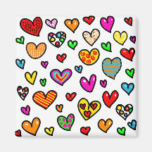 Cute Cartoon Whimsical Multi Love Heart Pattern Refrigerator Magnets