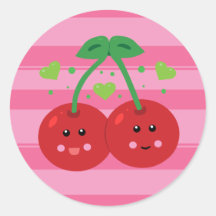 Cute Cherries Round Sticker