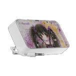 Cute chibi girl with kawaii stars notebook speakers